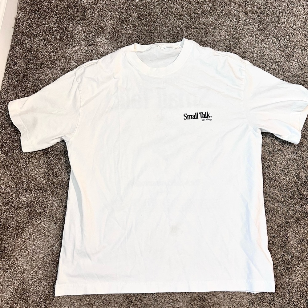 H&M White Short Sleeve Tee with Small Talk Chest Logo